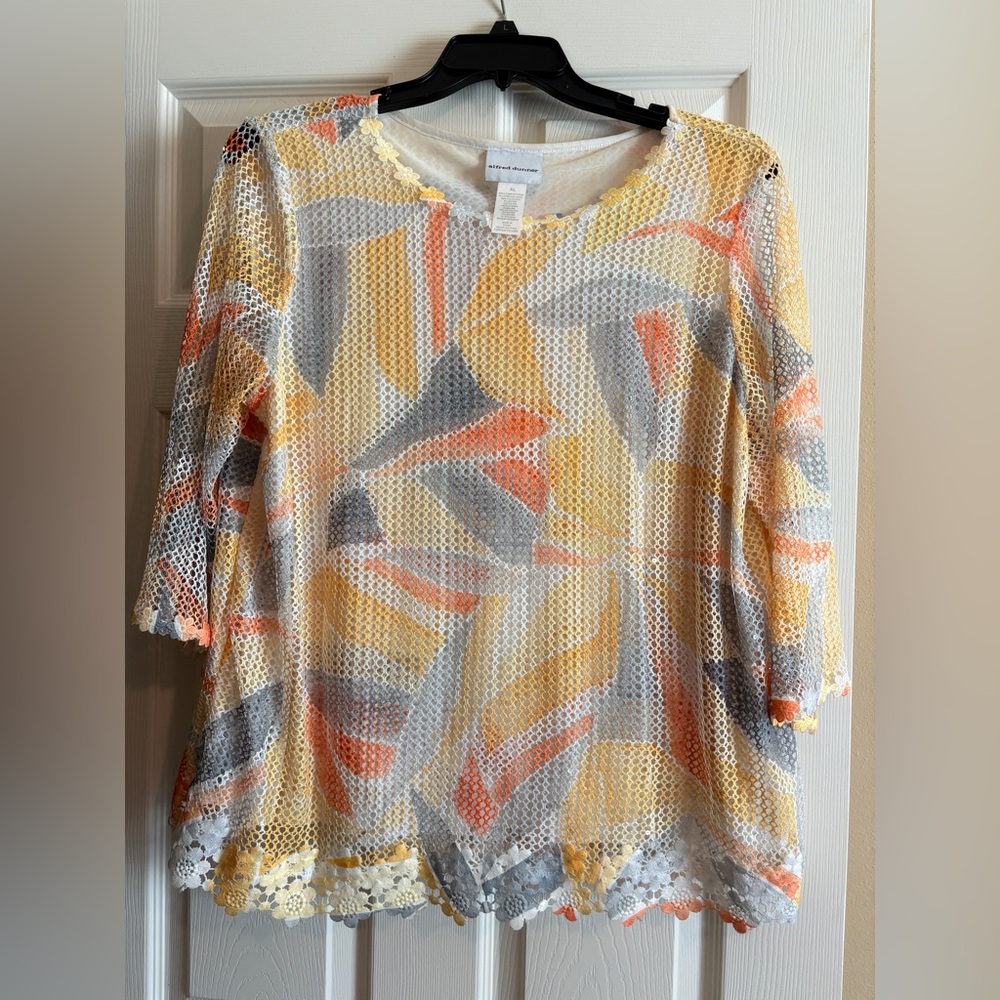 Alfred  Dunner Women's Multicolor Crochet Top
